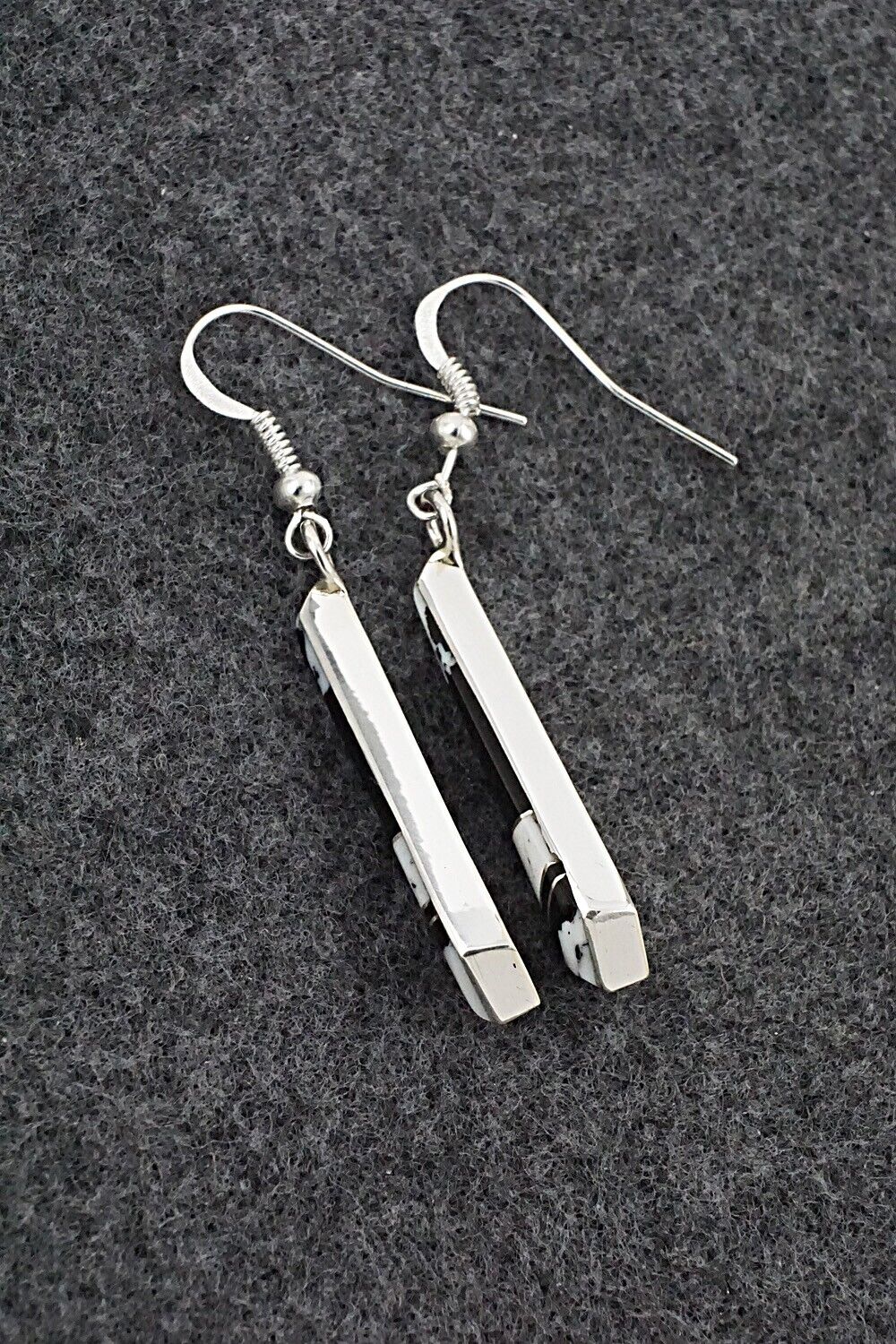 White Buffalo & Sterling Silver Earrings - Marilyn Yazzie