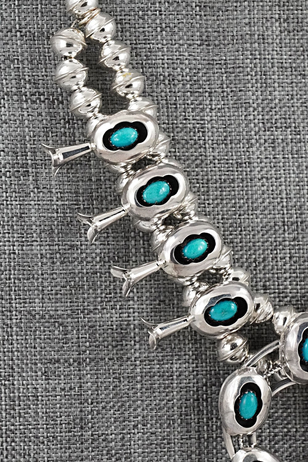 Turquoise & Sterling Silver Squash Blossom Set - Phil Garcia