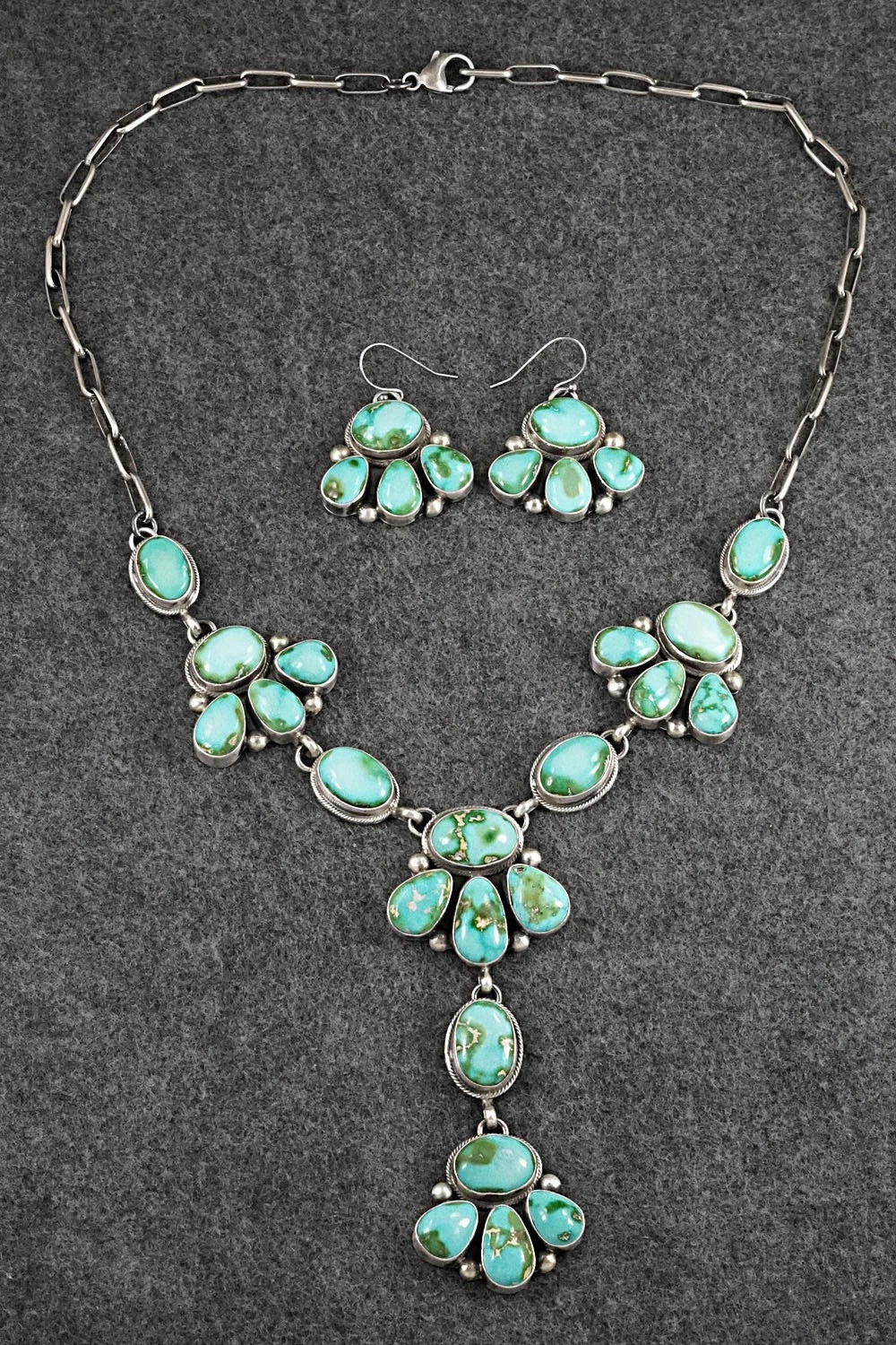 Turquoise & Sterling Silver Necklace and Earrings Set - Kathleen Livingston