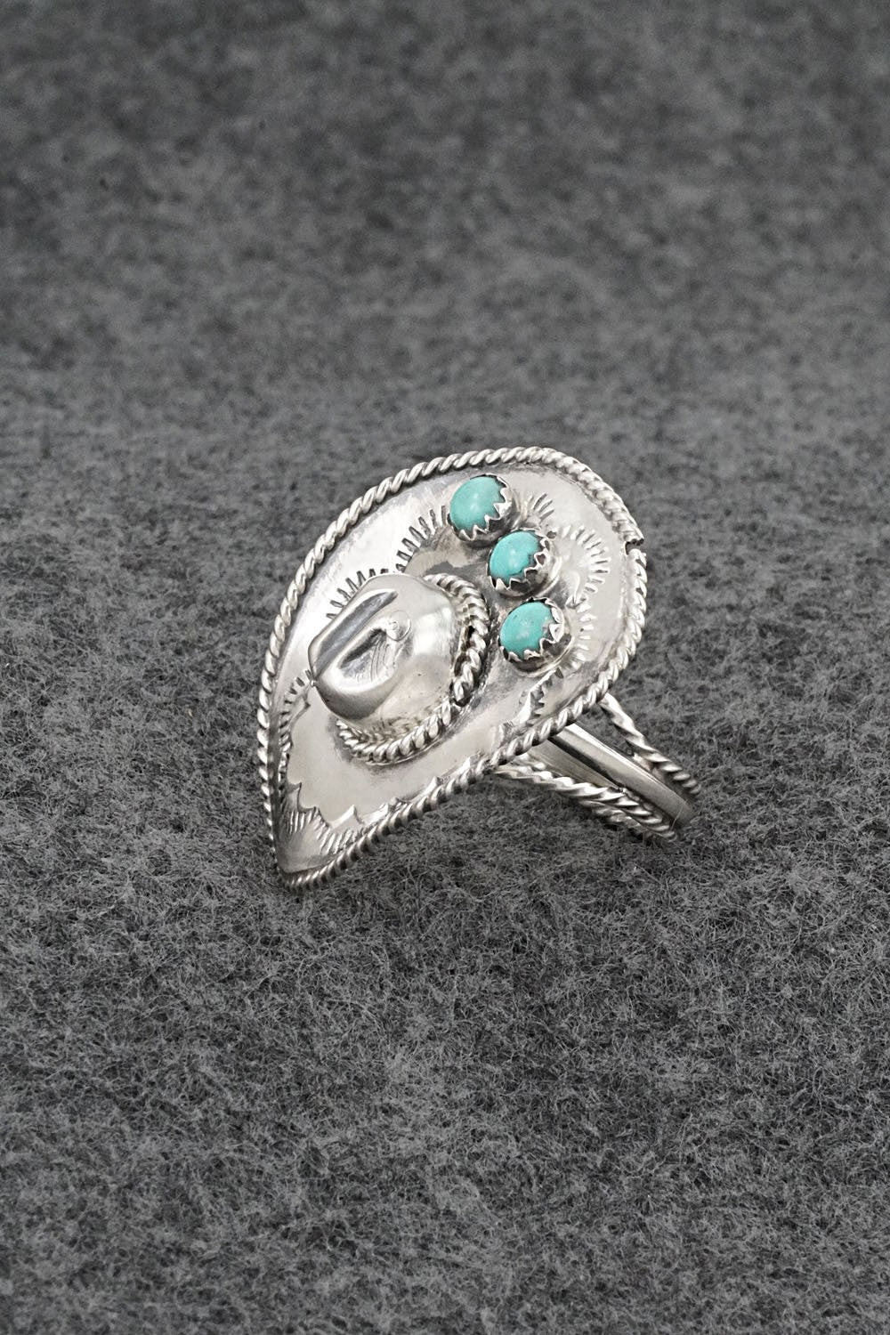 Turquoise & Sterling Silver Ring - Bobby Platero - Size 8