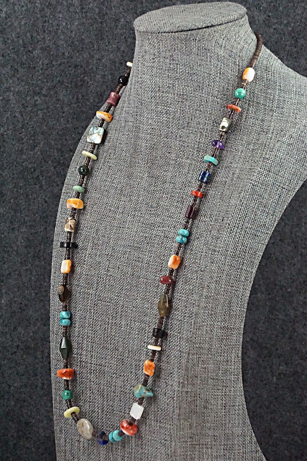 Multi-Stone & Sterling Silver Necklace 28" - Helen Tsosie