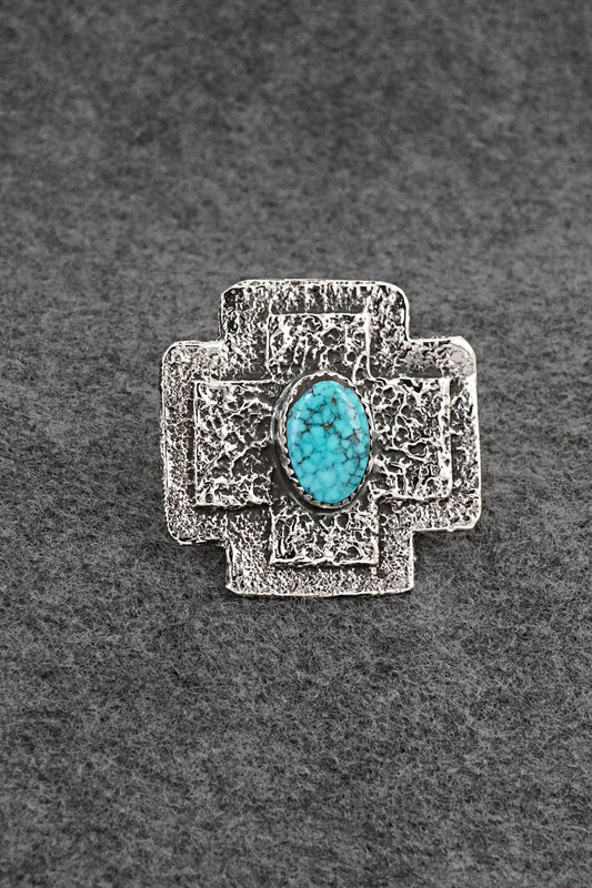 Turquoise & Sterling Silver Ring - Dymitri Arviso - Size 8, Adj.