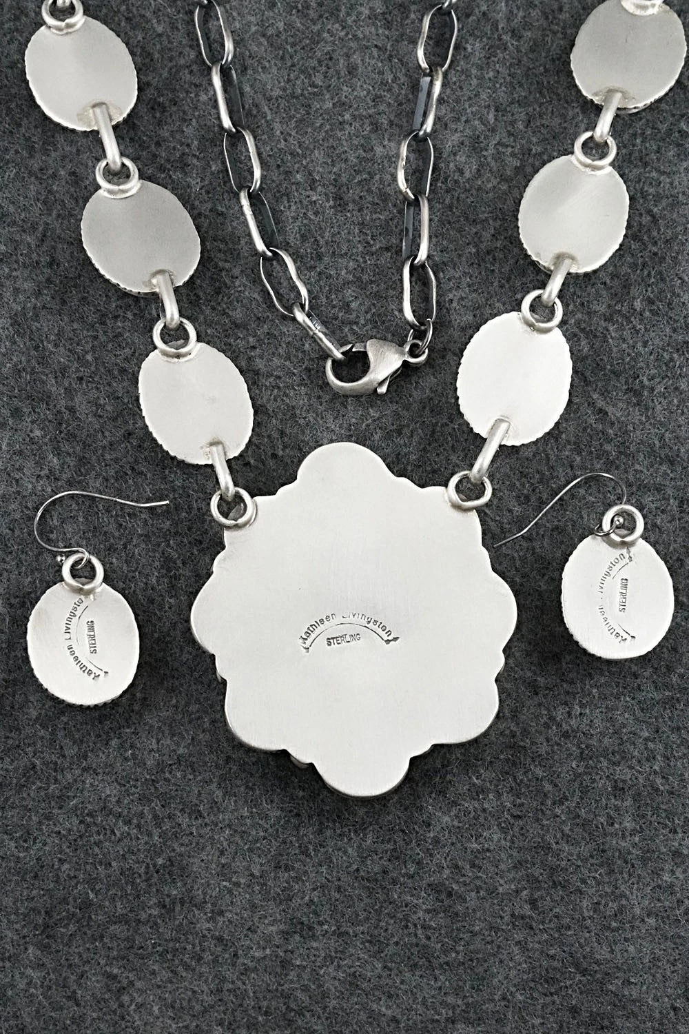 Turquoise & Sterling Silver Necklace and Earrings Set - Kathleen Livingston