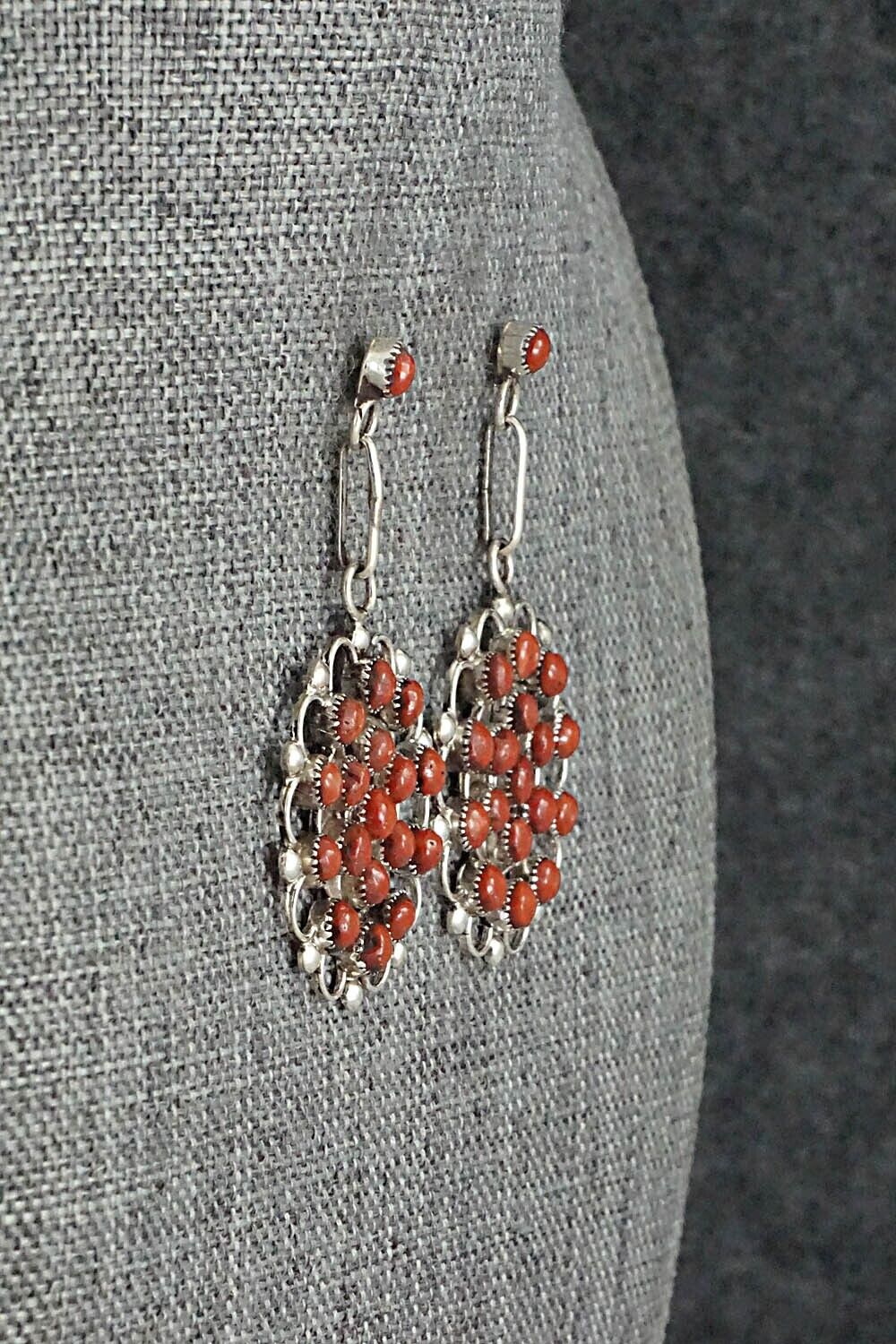 Coral & Sterling Silver Earrings - Yvette Kaamasee