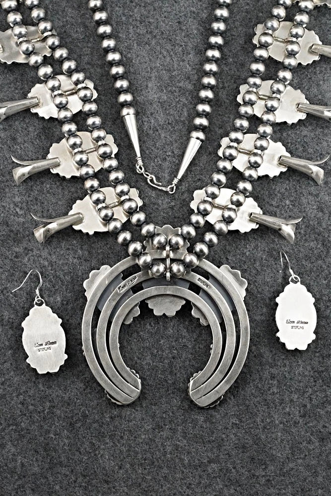 Turquoise & Sterling Silver Squash Blossom Set - Tom Lewis