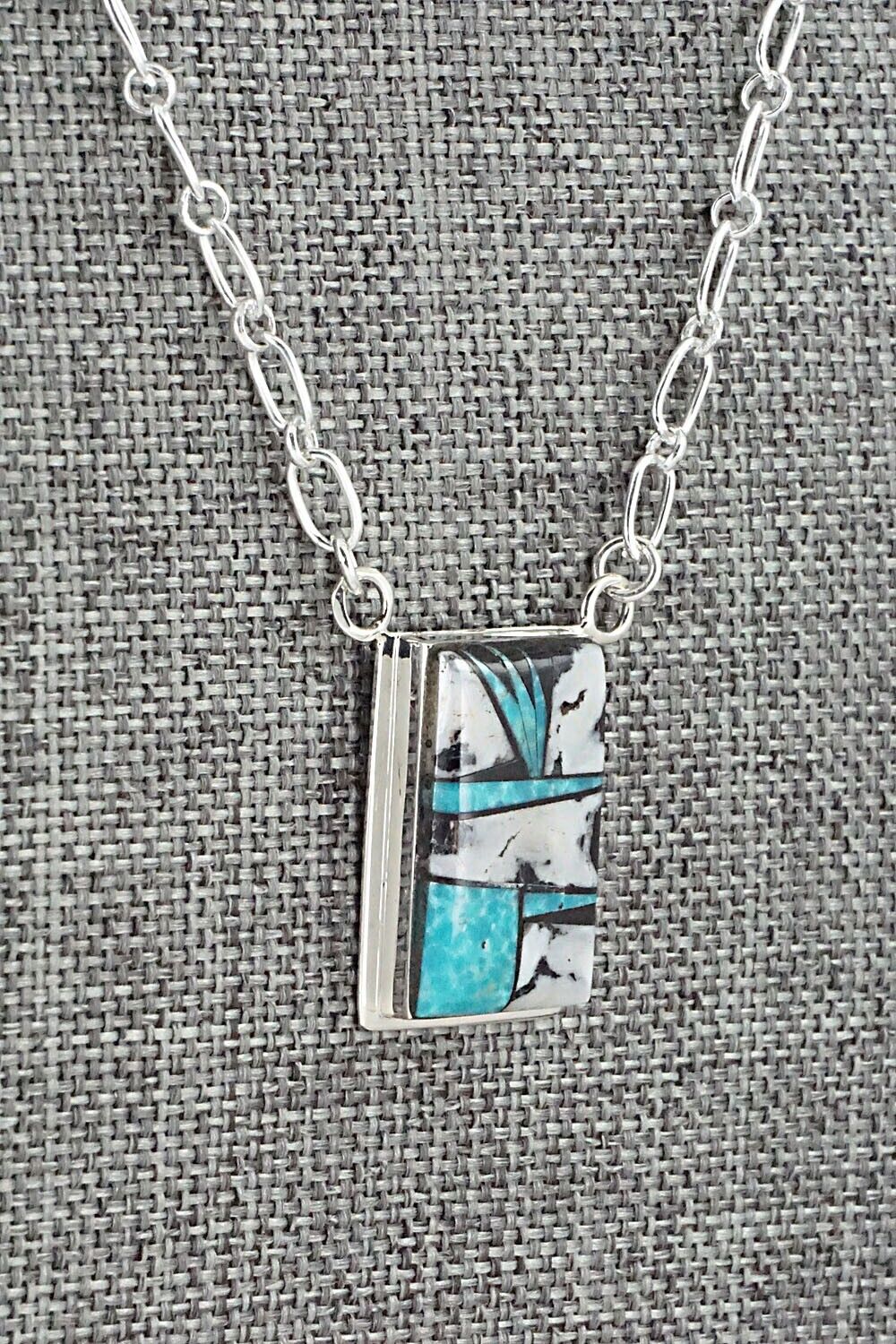 White Buffalo, Turquoise & Sterling Silver Necklace - Michelle Willie