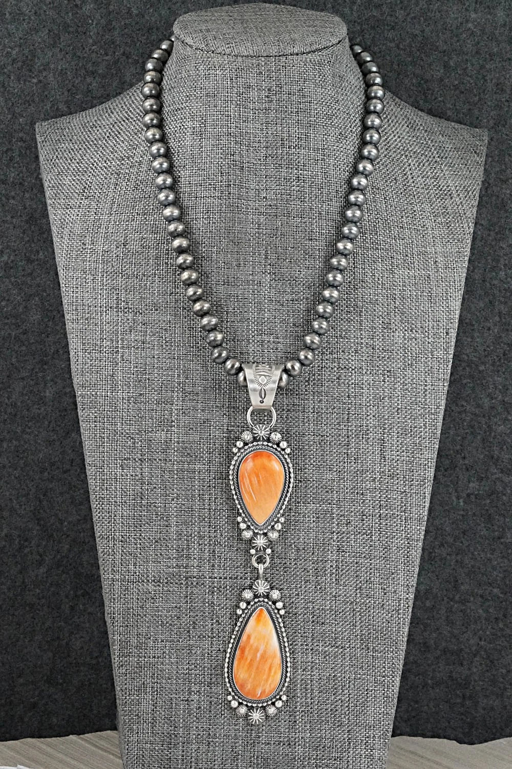 Spiny Oyster & Sterling Silver Necklace - Tom Lewis