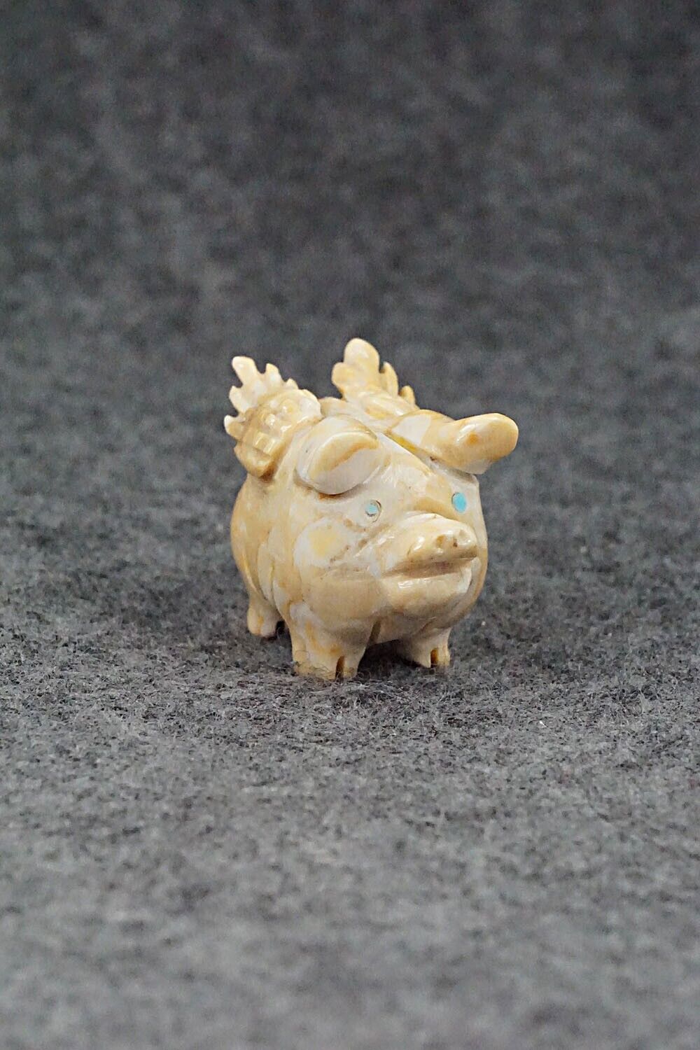 Pig With Wings Zuni Fetish Carving - Stanton Hanaweeka