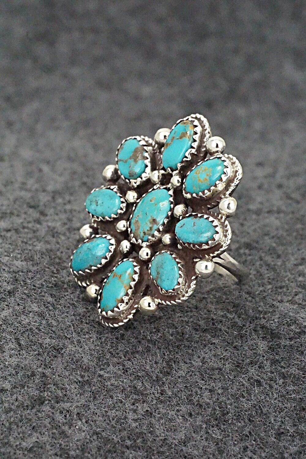 Turquoise & Sterling Silver Ring - Ernest Hawthorne - Size 8