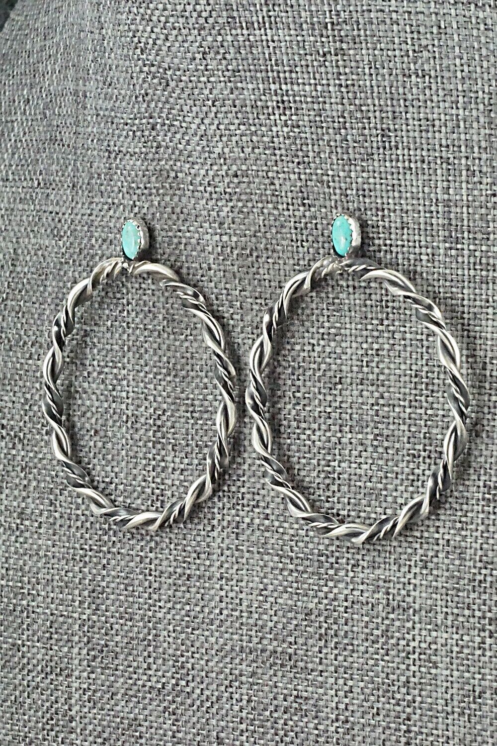 Turquoise & Sterling Silver Earrings - Nelson Leonard Jr.