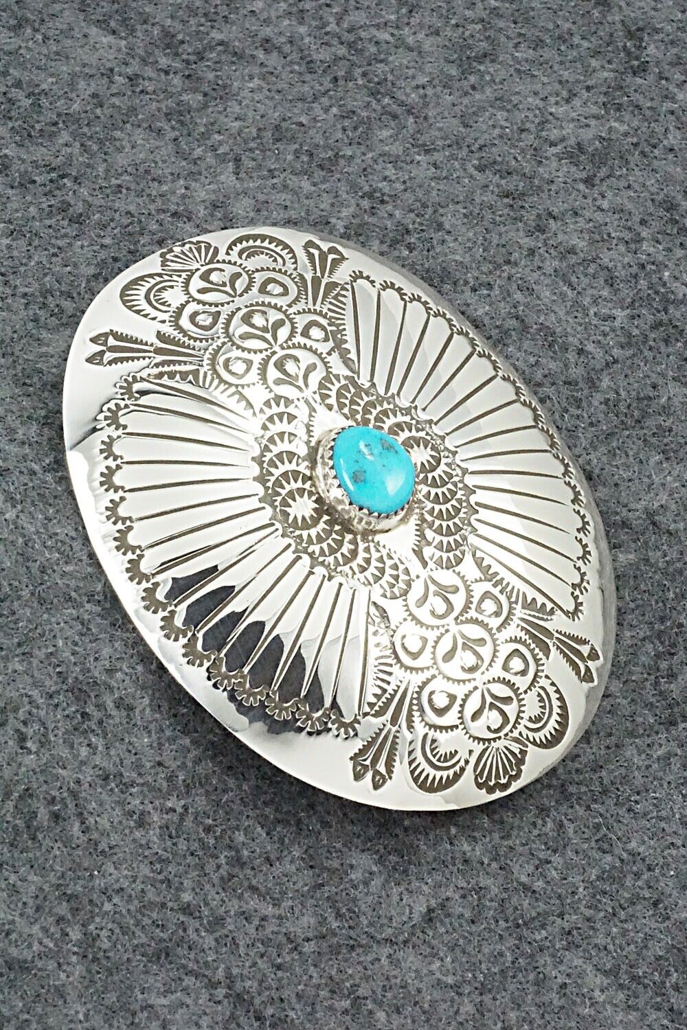 Turquoise & Sterling Silver Belt Buckle - Shirley Silver