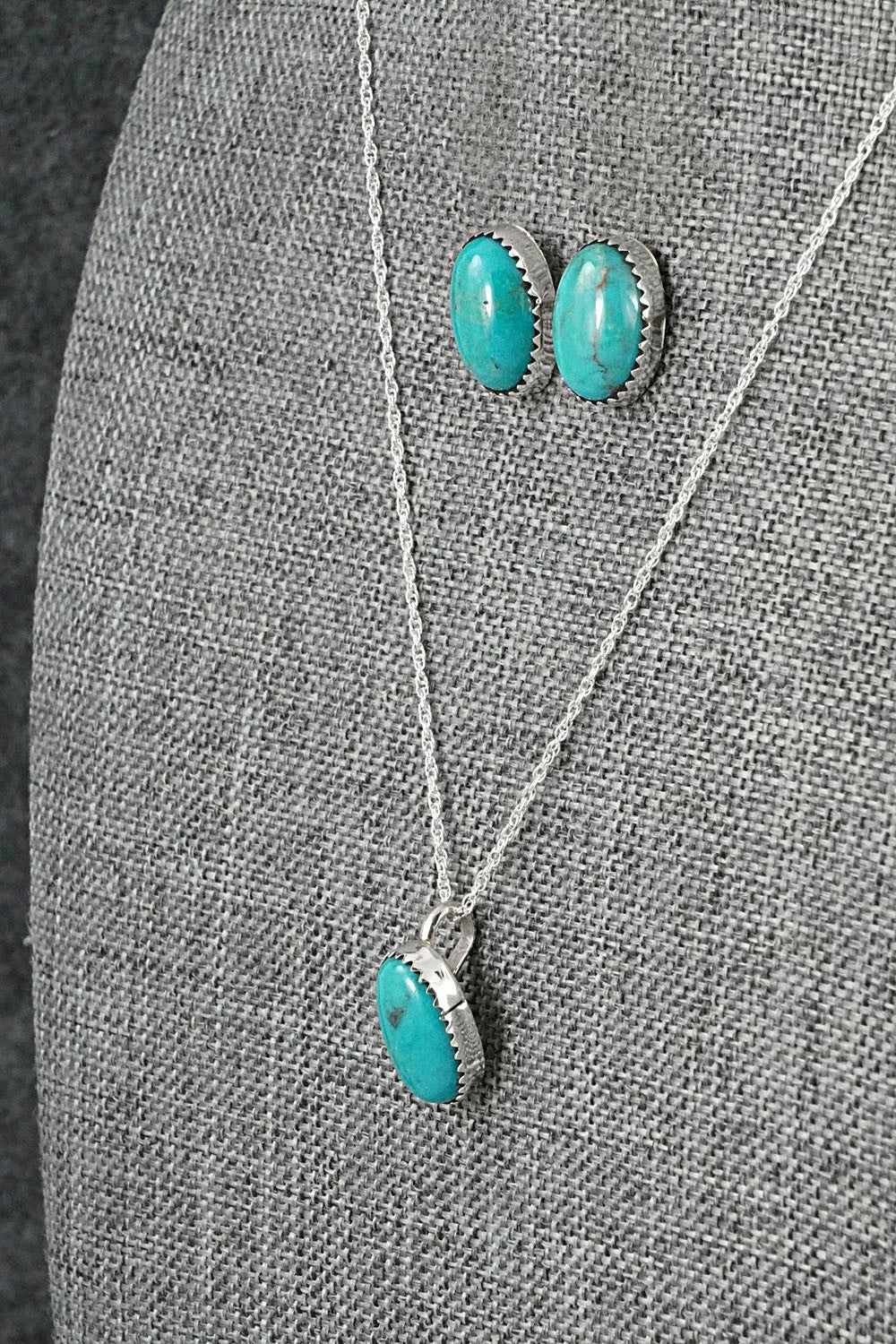 Turquoise & Sterling Silver Necklace Set - Murray Hannaweeka