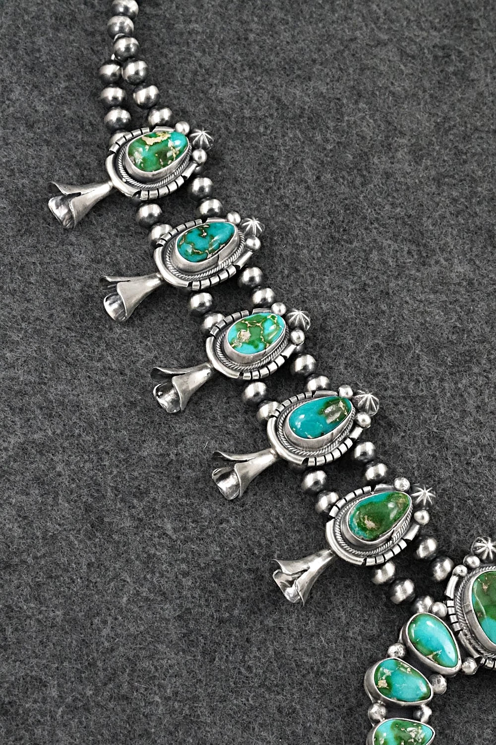 Turquoise & Sterling Silver Squash Blossom Set - Bob Becenti