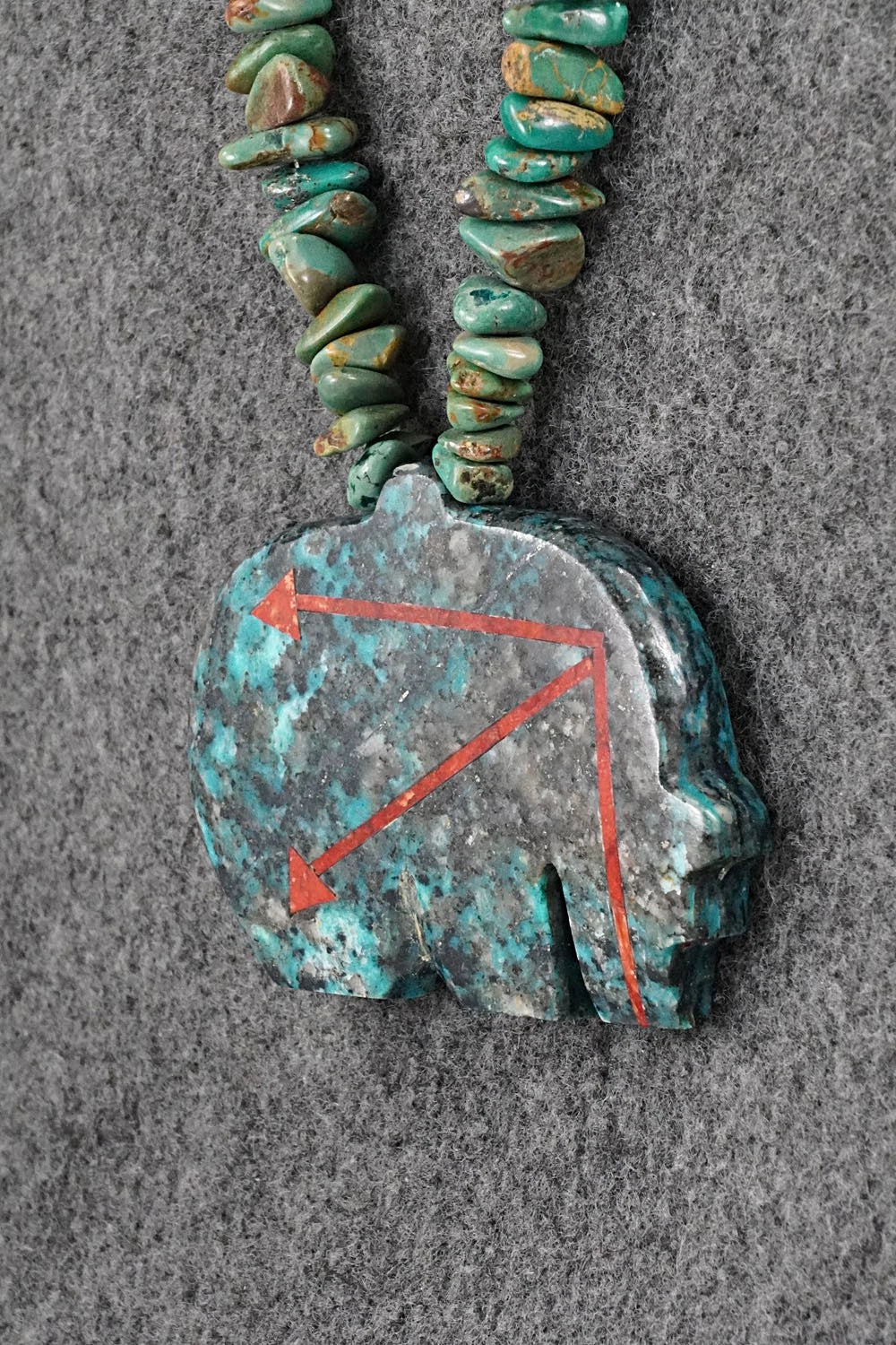 Turquoise Zuni Fetish Carving & Sterling Silver Necklace - Bernard Laiwakete
