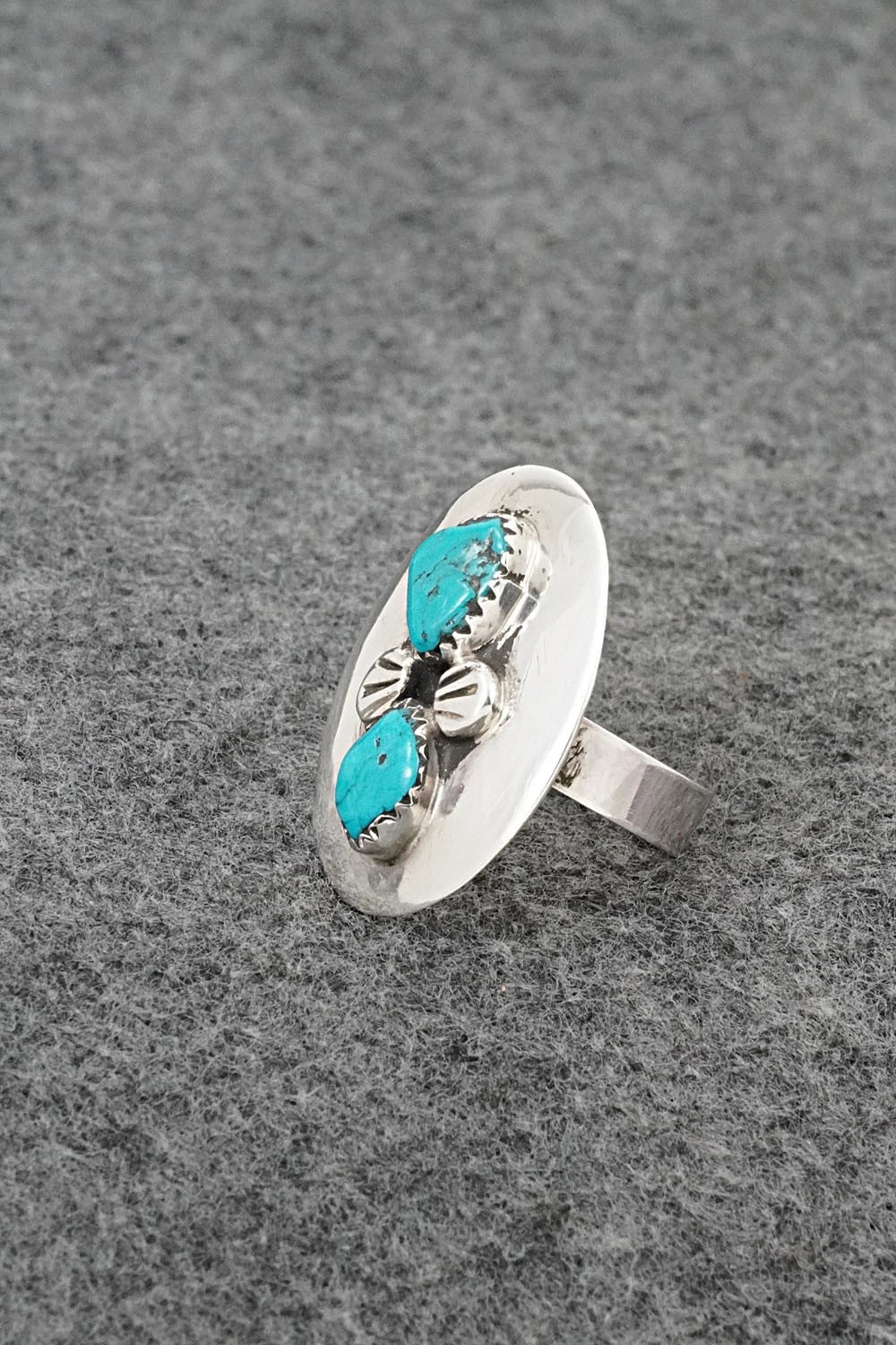 Turquoise & Sterling Silver Ring - Priscilla Reeder - Size 7.5