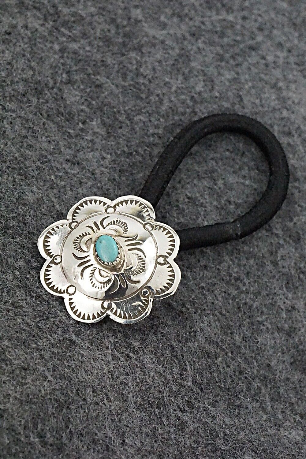 Turquoise & Sterling Silver Hair Tie - Bertha Begay