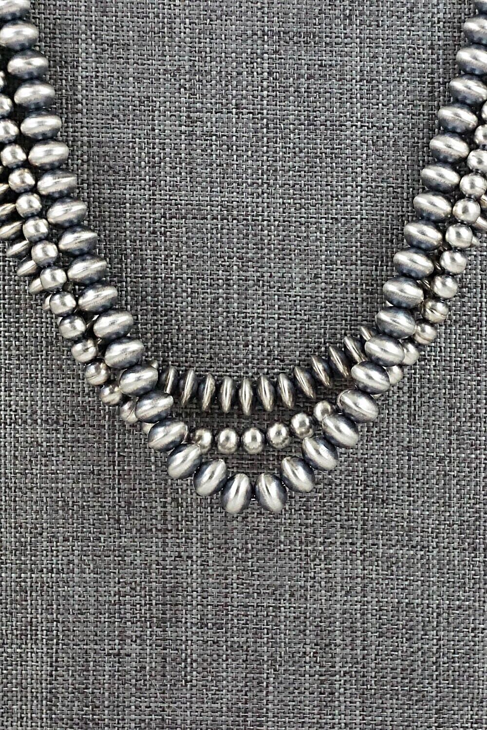 Sterling Silver Navajo Pearl Necklace 24" - Dorinda Mariano