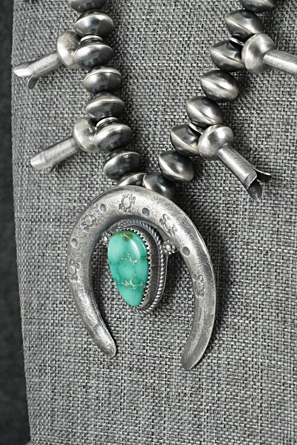 Turquoise & Sterling Silver Squash Blossom Necklace - Presley Haley