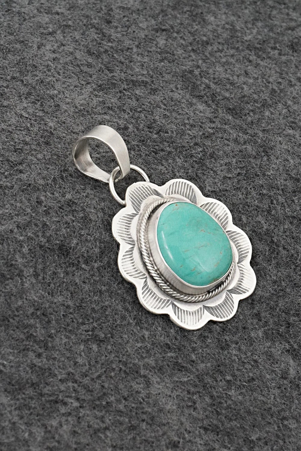 Turquoise & Sterling Silver Pendant - Cordell Platero