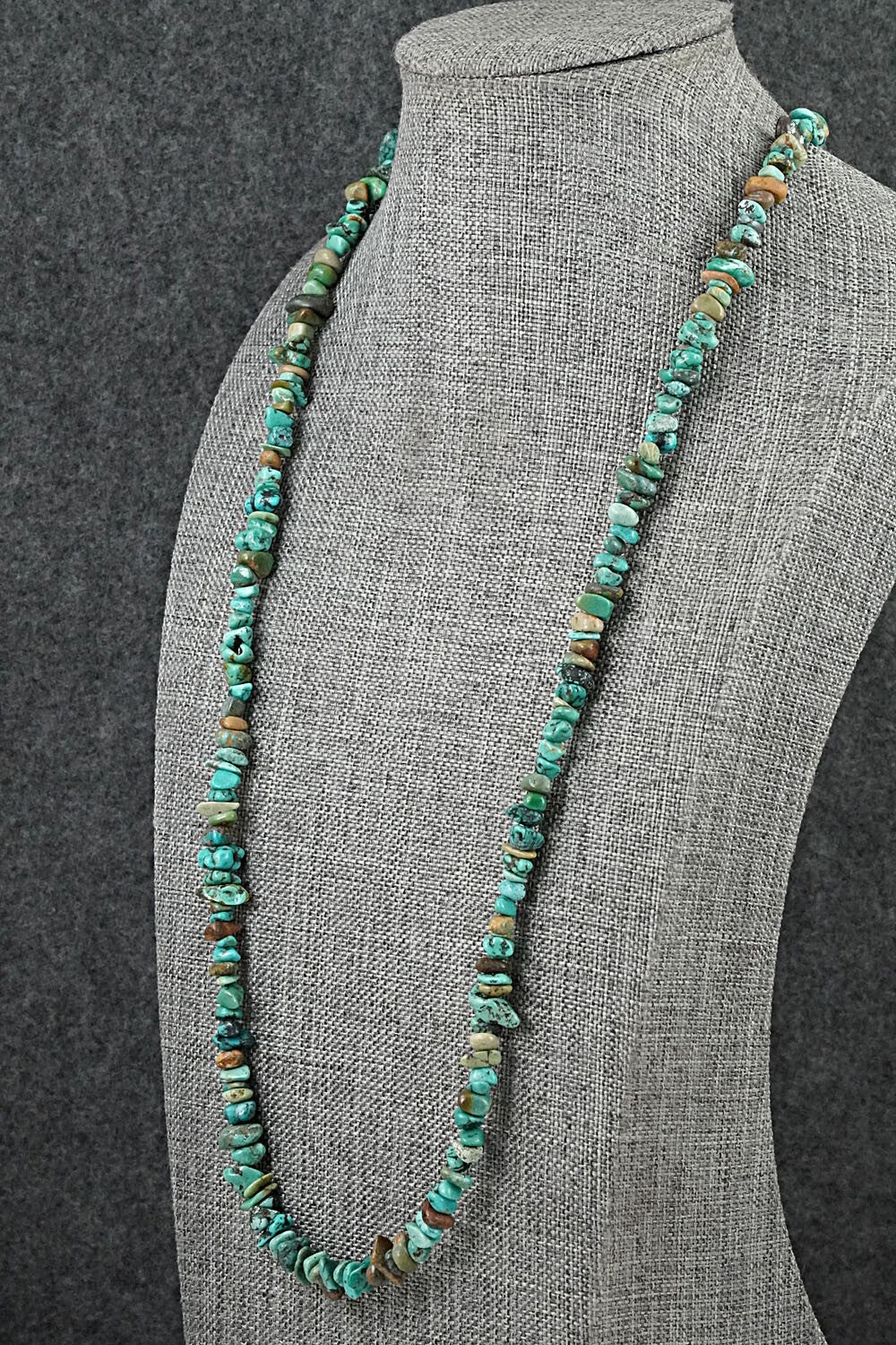 Turquoise & Sterling Silver Necklace 38" - Doreen Jake