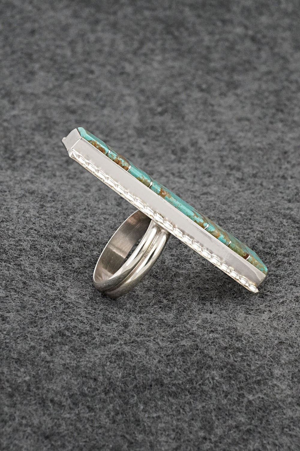Turquoise & Sterling Silver Ring - Wilbert Grey - Size 9