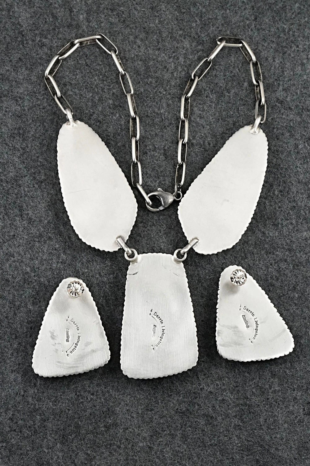 Turquoise & Sterling Silver Necklace and Earrings Set - Darrin Livingston