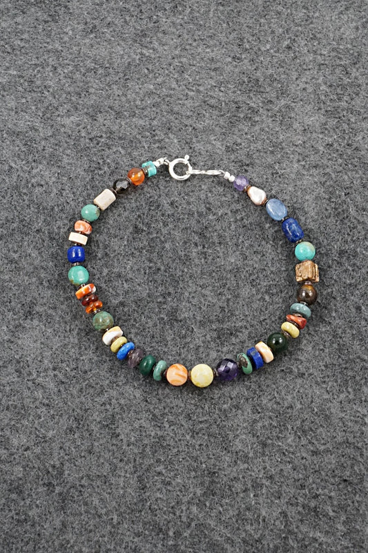 Multi-Stone & Sterling Silver Bracelet - Helen Tsosie