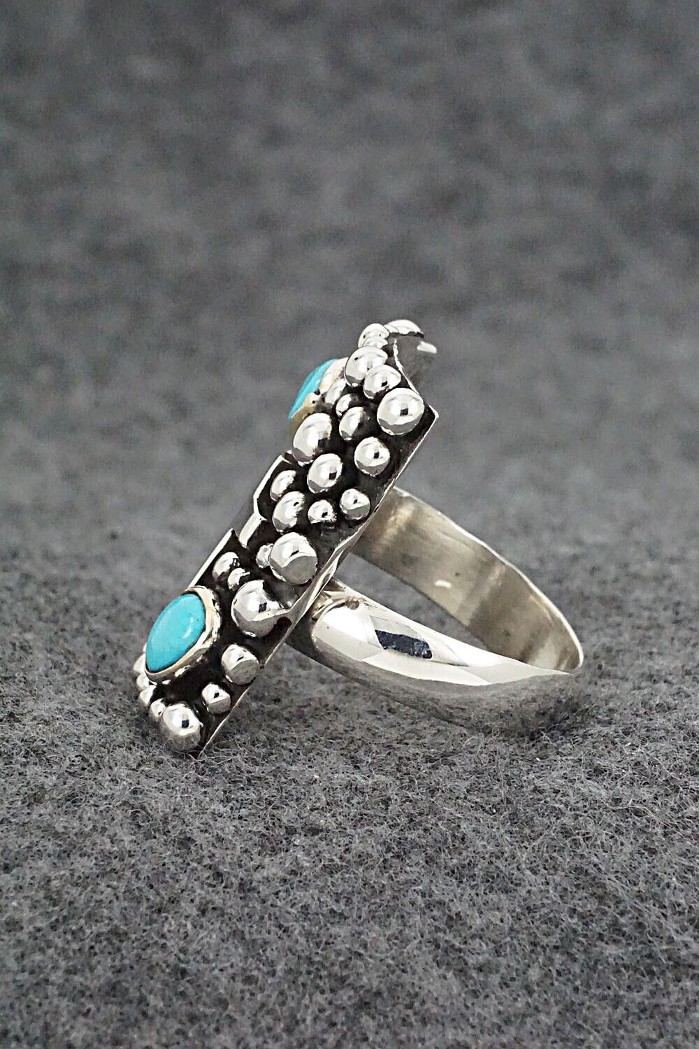 Turquoise and Sterling Silver Ring - Raymond Coriz - Size 10 Adj.