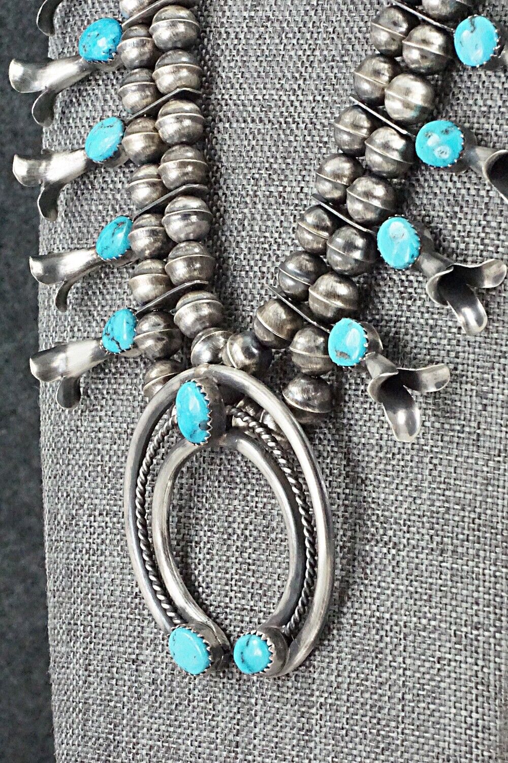 Turquoise & Sterling Silver Squash Blossom Set - Marie Kirlie