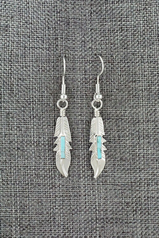 Turquoise & Sterling Silver Inlay Earrings - Allen Barney