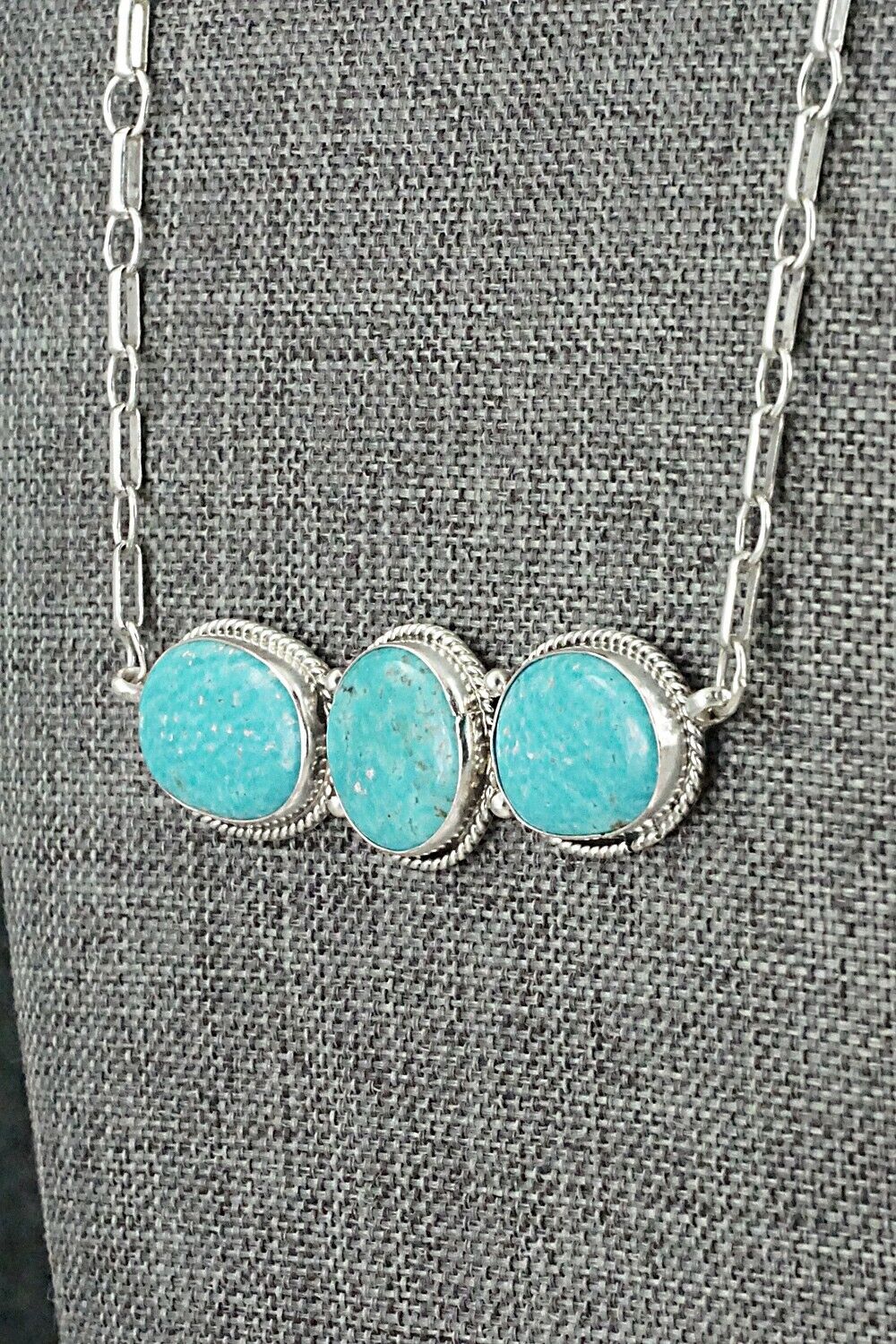 Turquoise & Sterling Silver Necklace and Earrings Set - Rena Begay