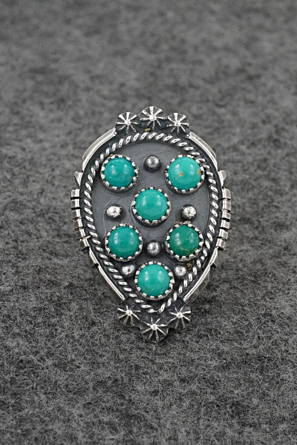 Turquoise & Sterling Silver Ring - Kenny Lonjose - Size 8.5