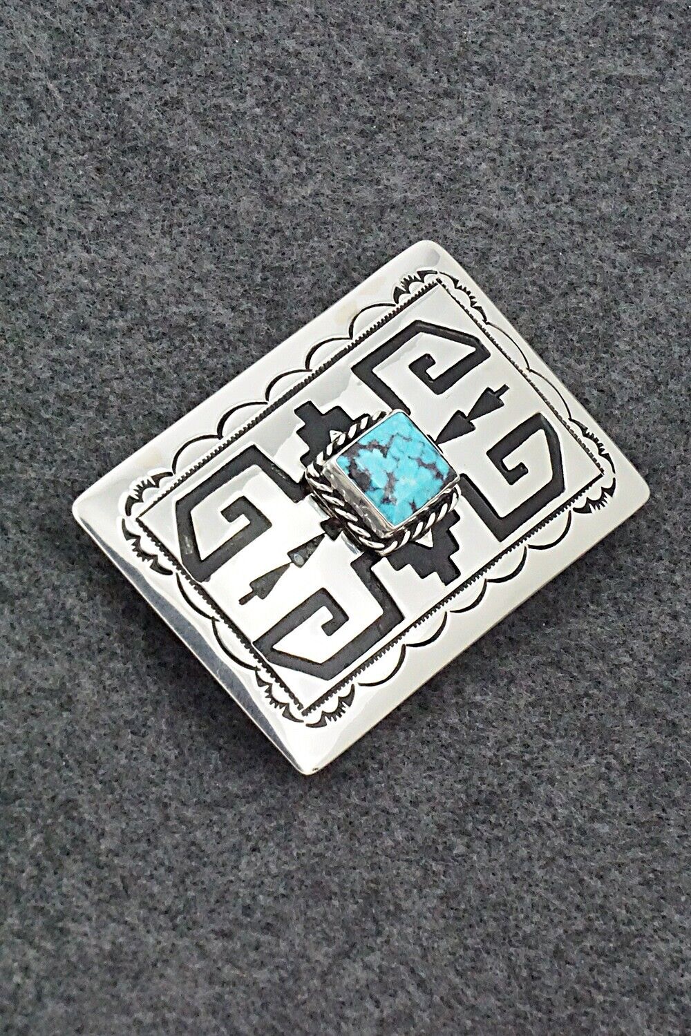 Turquoise & Sterling Silver Belt Buckle - Rosita Singer