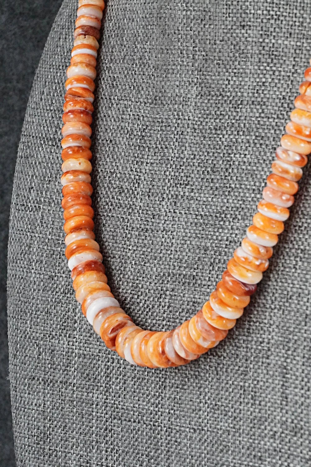 Spiny Oyster & Sterling Silver Necklace 17" - Doreen Jake