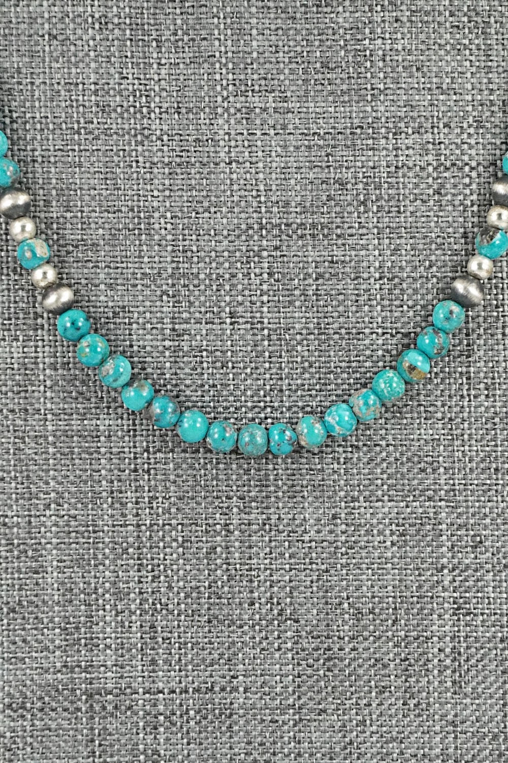 Turquoise & Sterling Silver Necklace 18" - Doreen Jake