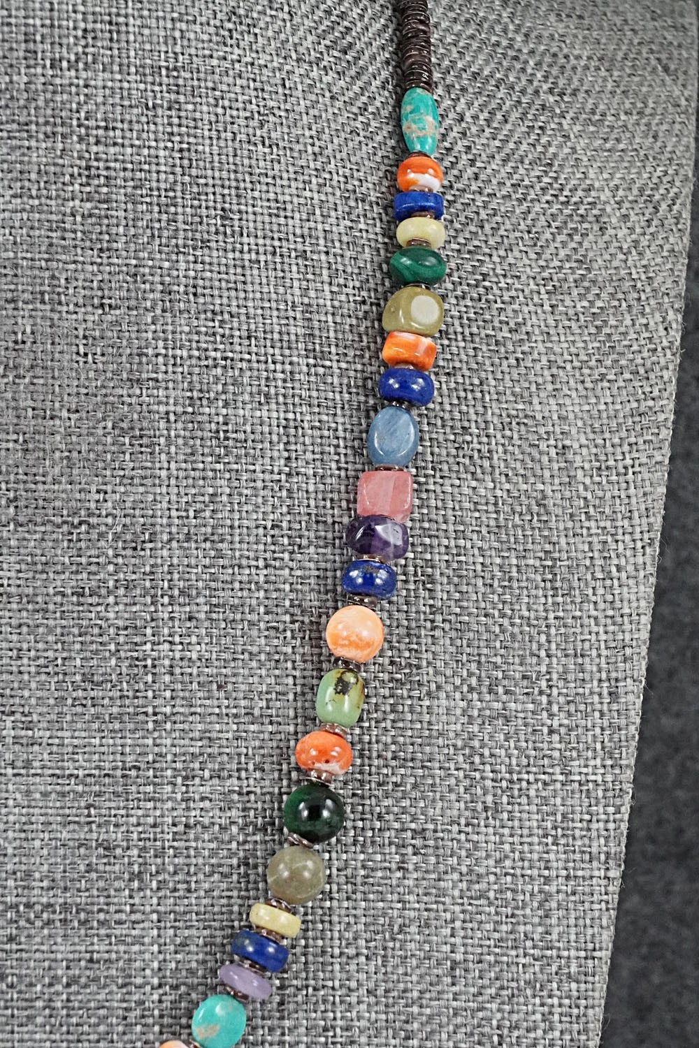 Multi-Stone & Sterling Silver Necklace 18"- Helen Tsosie