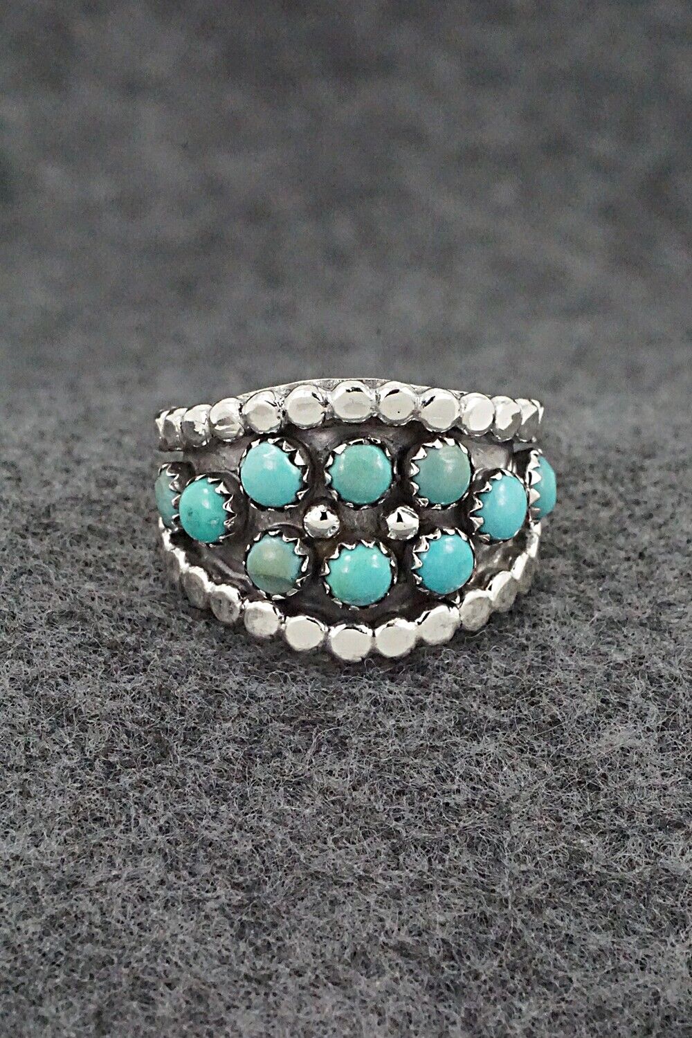 Turquoise & Sterling Silver Ring - Kenny Lonjose - Size 9