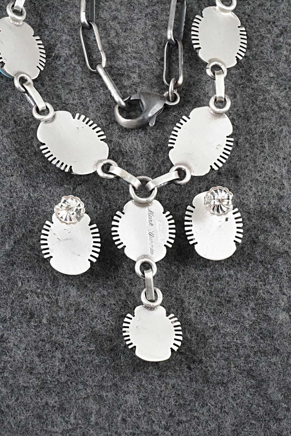 Turquoise & Sterling Silver Necklace and Earrings Set - Mark Yazzie