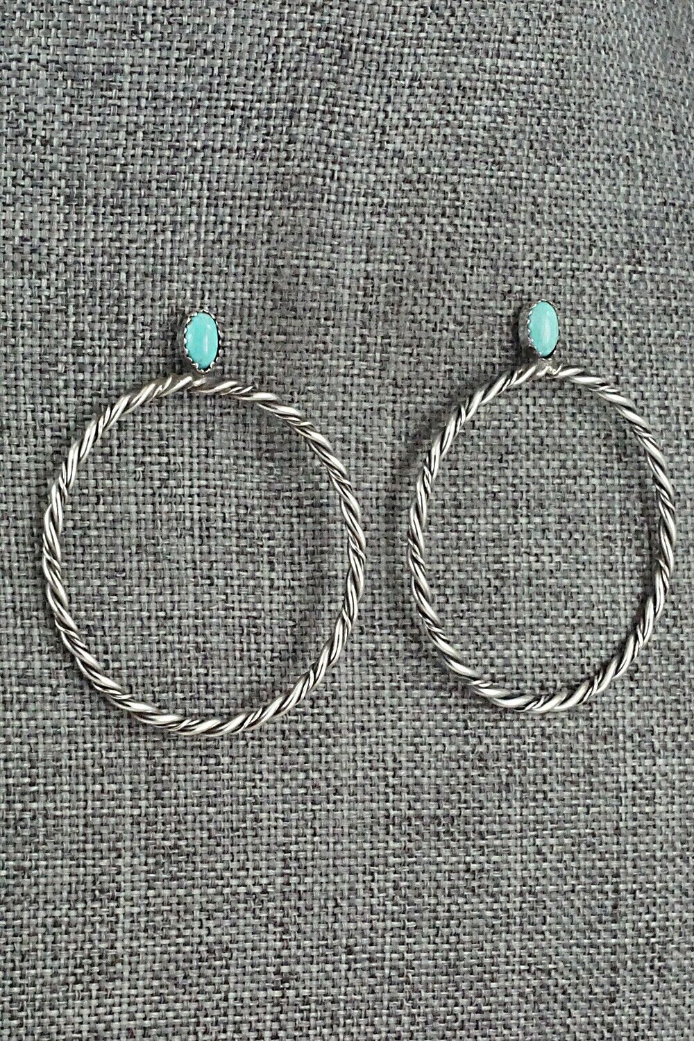 Turquoise & Sterling Silver Earrings - Nelson Leonard Jr.