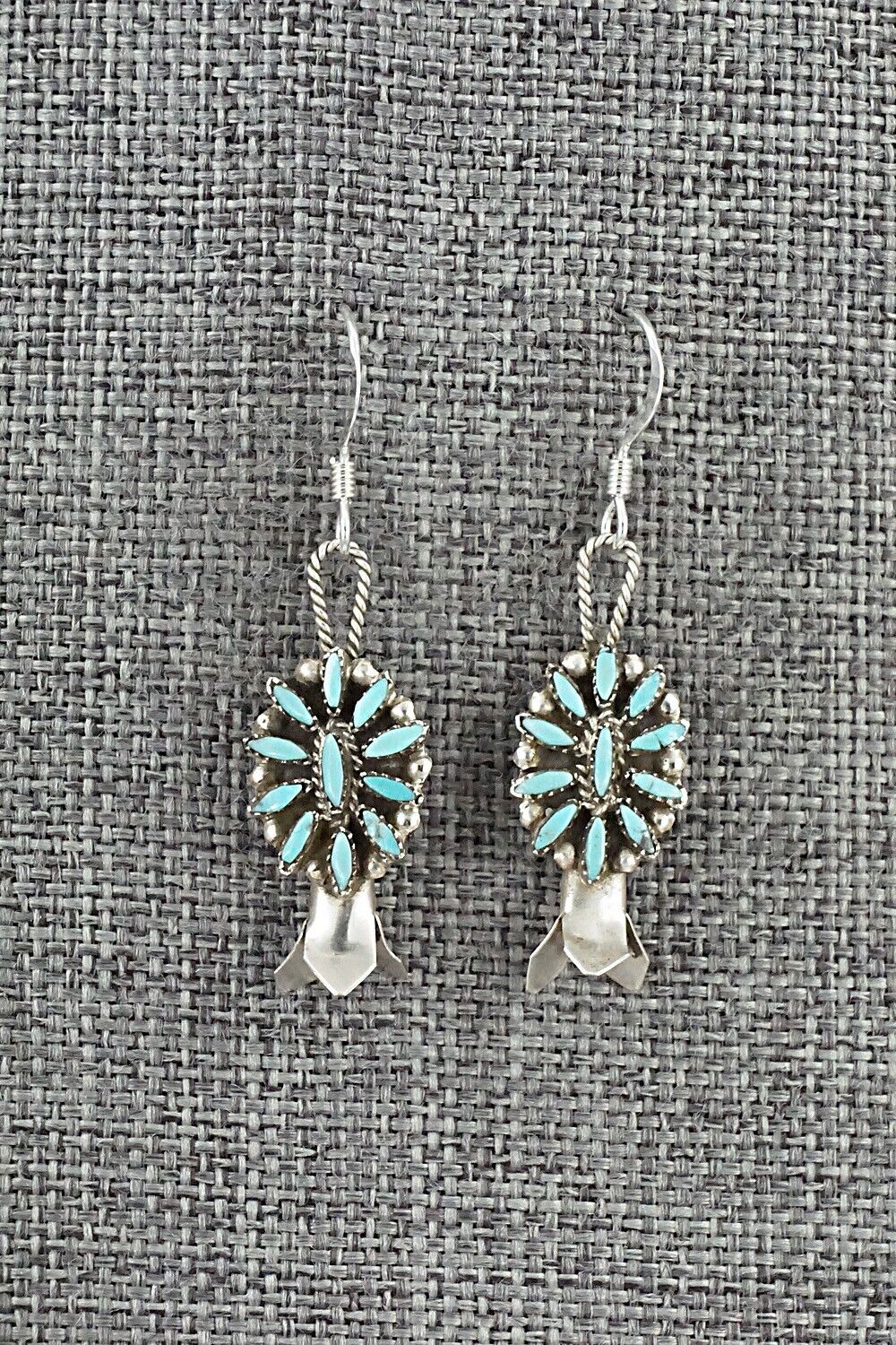 Turquoise & Sterling Silver Mini Squash Blossom Set - Lorena Peina