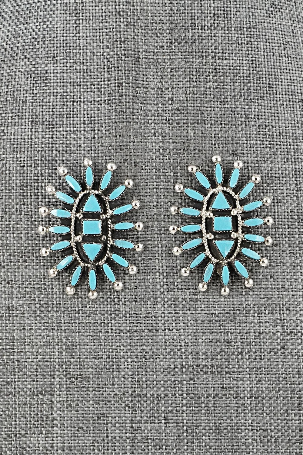 Turquoise & Sterling Silver Squash Blossom Set - Evonne Hustito