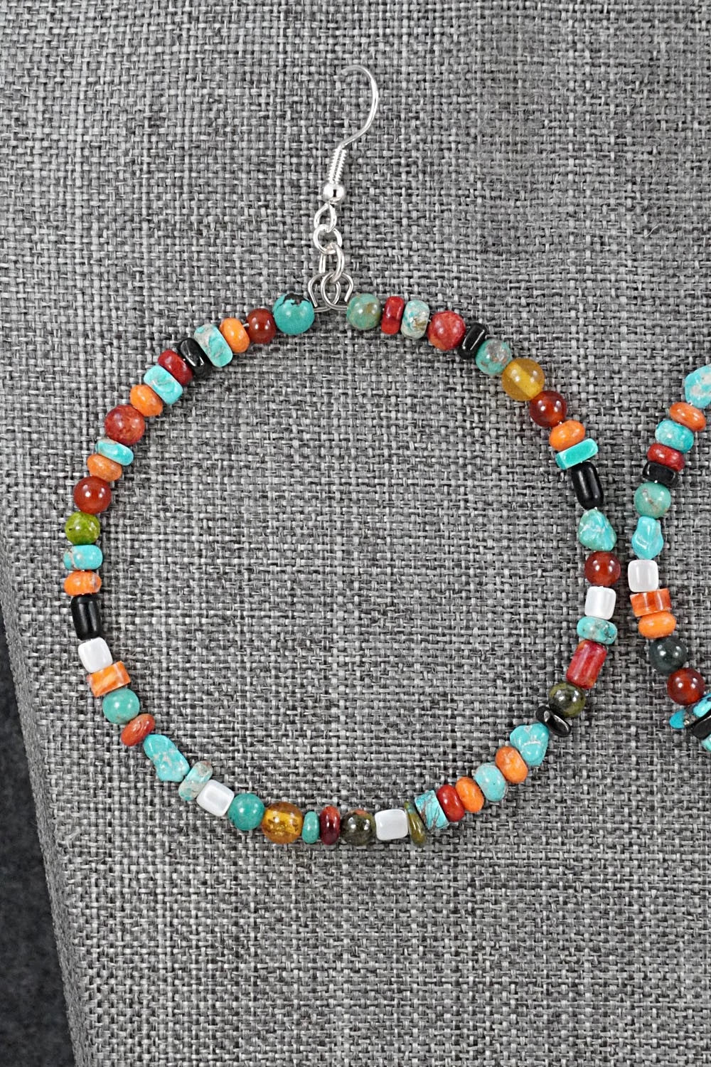 Multi-Stone & Sterling Silver Earrings - Helen Tsosie