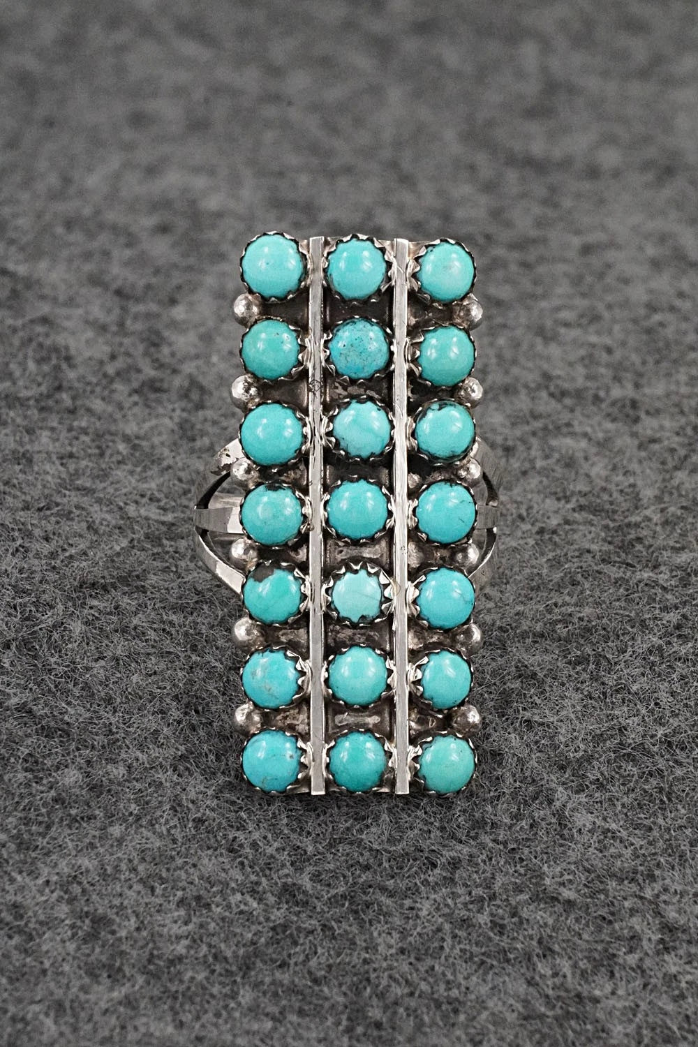 Turquoise & Sterling Silver Ring - Kenny Lonjose - Size 7.5