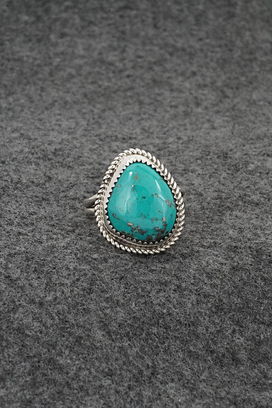 Turquoise & Sterling Silver Ring - Leslie Nez - Size 11