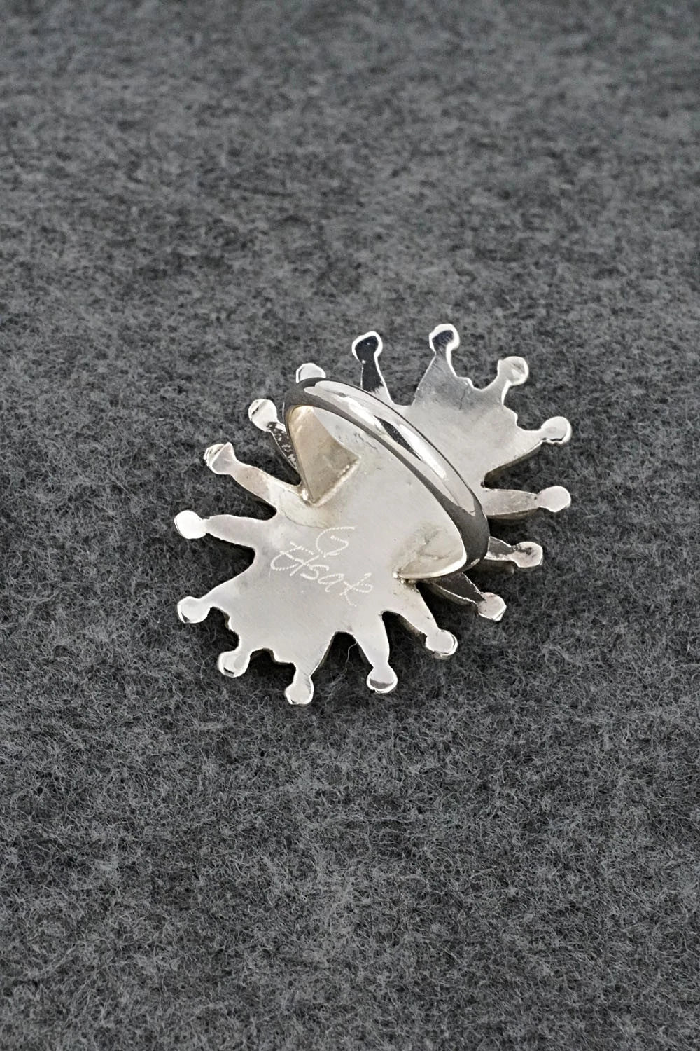 Coral & Sterling Silver Ring - Jack Etsate - Size 7.25