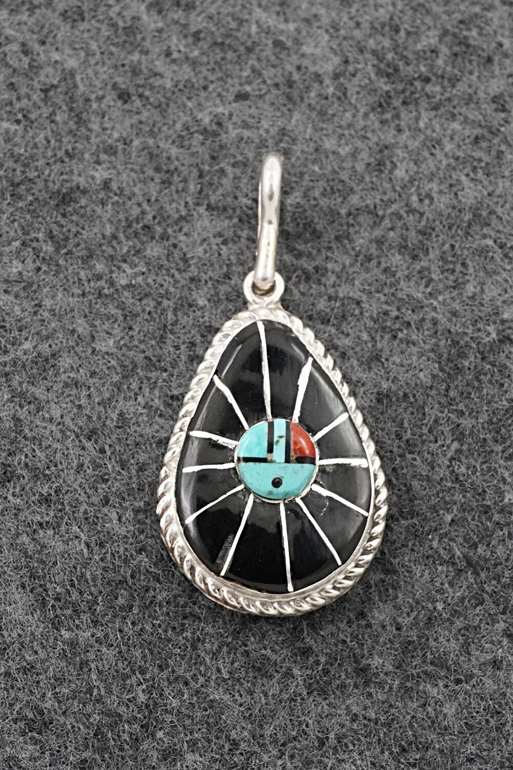 Multi-Stone & Sterling Silver Inlay Pendant - Ola Eriacho
