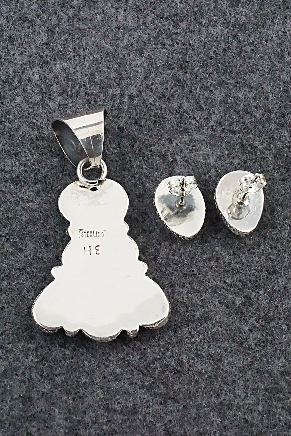 Turquoise & Sterling Silver Pendant and Earrings Set - Ernest Hawthorne