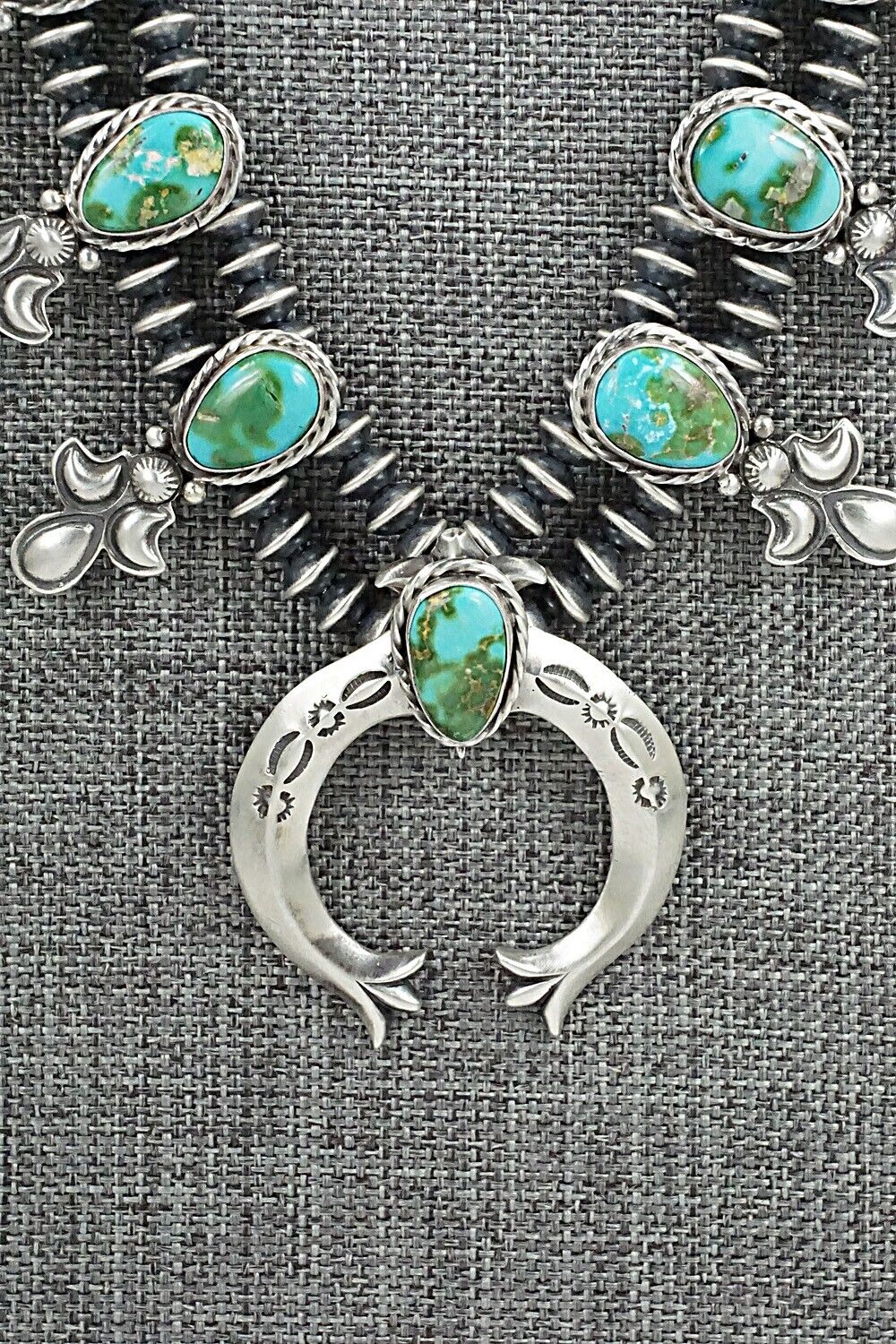 Turquoise & Sterling Silver Squash Blossom Set - Adrienne Gordon