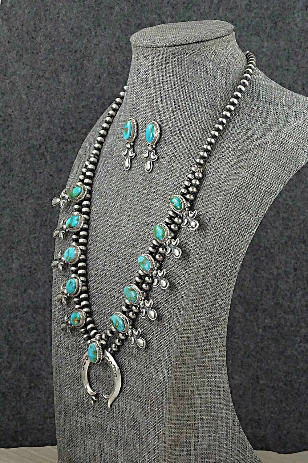 Turquoise & Sterling Silver Squash Blossom Set - Adrienne Gordon