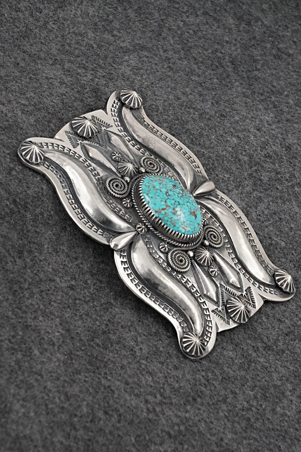 Turquoise & Sterling Silver Belt Buckle - Delbert Gordon